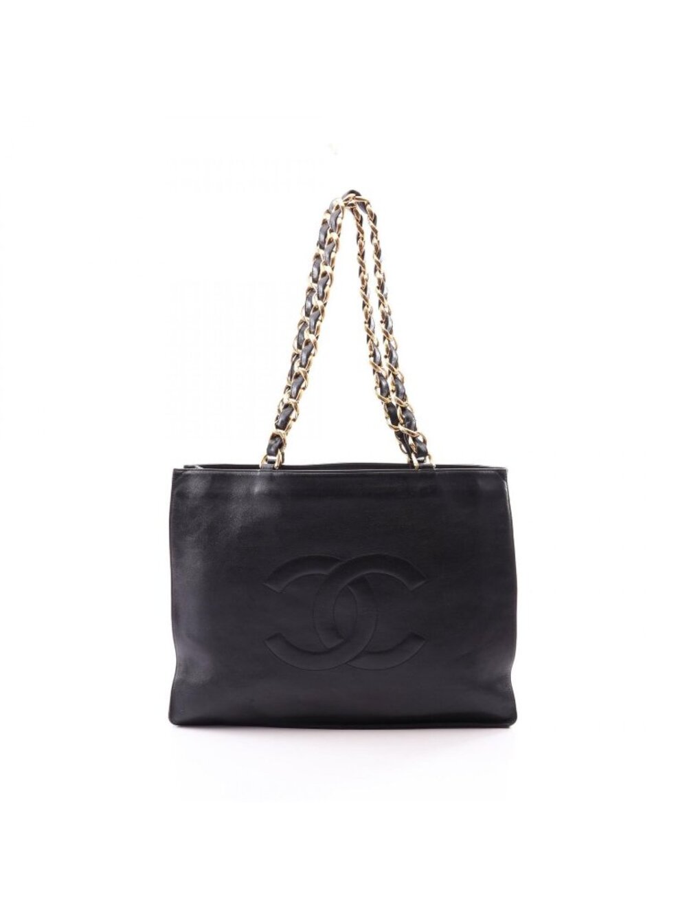Chanel Tote Big CC Logo Black Lambskin Jumbo Chain